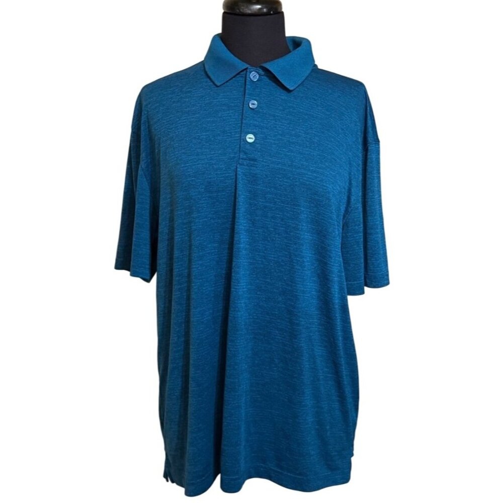 Men's Unbranded Teal Blue Collared Polo Shirt Polyester Blend Size XL